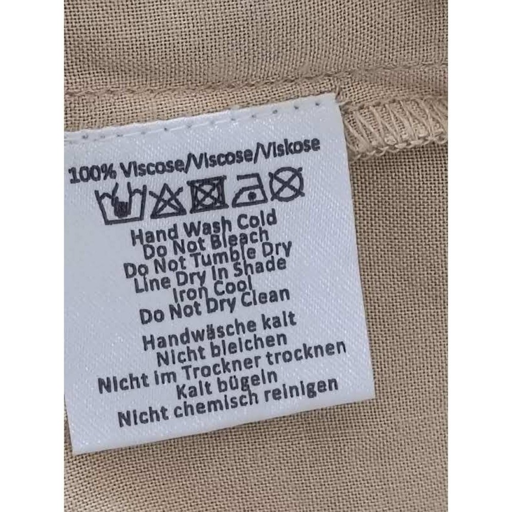 NWT RHEA Tan Tiered Babydoll Mini Dress L/XL Oversized Boho Viscose Short Sleeve - Picture 8 of 12
